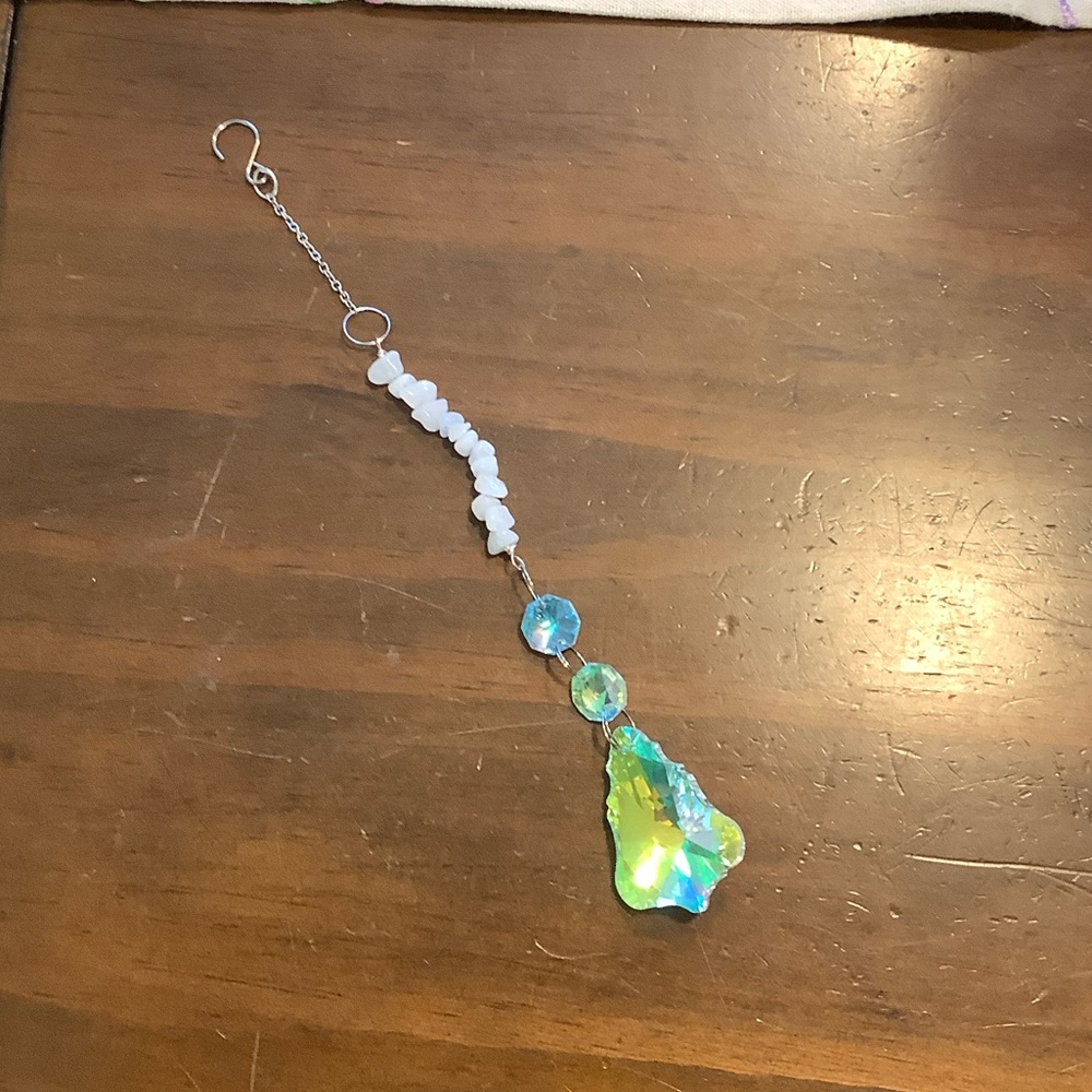 Iridescent Crystal Suncatcher with Opalescent Beads